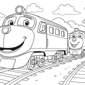 Chuggington Coloring Page – Smiling Engines Printable for Kids