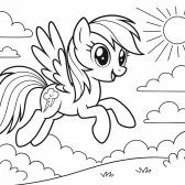 Rainbow Dash Flying Coloring Page – Printable My Little Pony Sky Scene